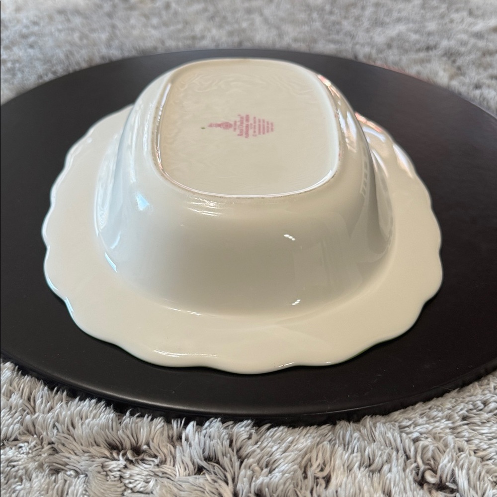 Vintage Royal Doulton Floradora‎ Green Oval Serving Bowl 10" Fine China Scallop - Picture 10 of 15